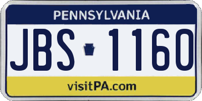 PA license plate JBS1160