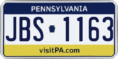 PA license plate JBS1163
