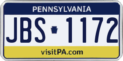 PA license plate JBS1172