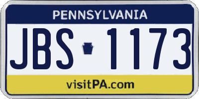 PA license plate JBS1173