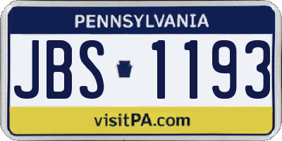 PA license plate JBS1193