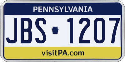 PA license plate JBS1207
