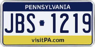 PA license plate JBS1219