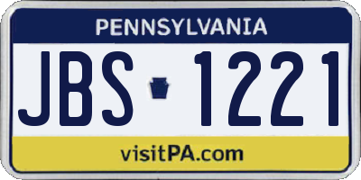 PA license plate JBS1221