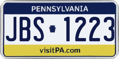 PA license plate JBS1223