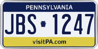 PA license plate JBS1247