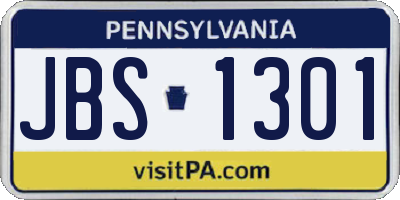 PA license plate JBS1301