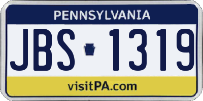 PA license plate JBS1319