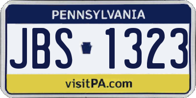 PA license plate JBS1323