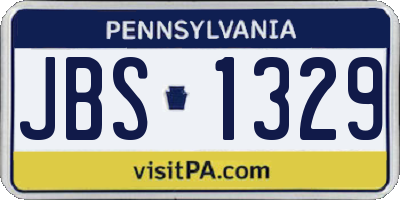PA license plate JBS1329