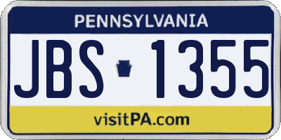 PA license plate JBS1355