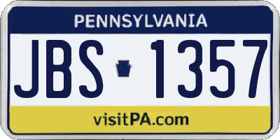 PA license plate JBS1357