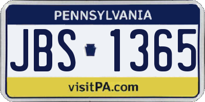 PA license plate JBS1365