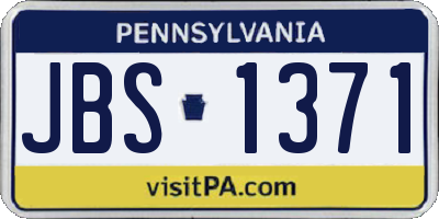 PA license plate JBS1371