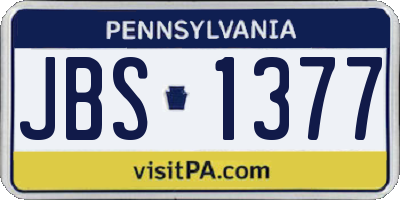 PA license plate JBS1377