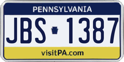 PA license plate JBS1387