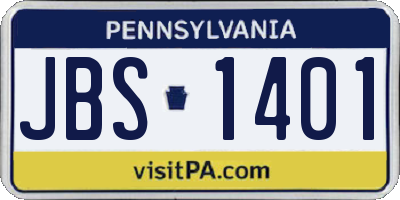 PA license plate JBS1401
