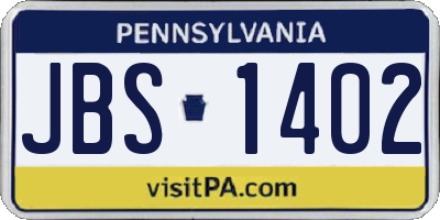 PA license plate JBS1402