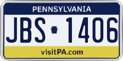 PA license plate JBS1406
