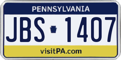 PA license plate JBS1407