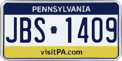 PA license plate JBS1409
