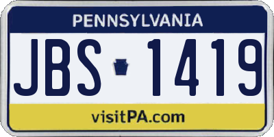 PA license plate JBS1419