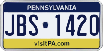 PA license plate JBS1420