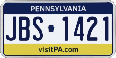PA license plate JBS1421
