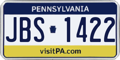 PA license plate JBS1422