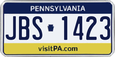 PA license plate JBS1423