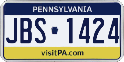 PA license plate JBS1424