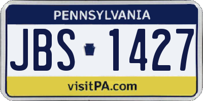 PA license plate JBS1427