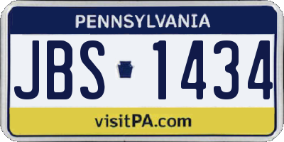 PA license plate JBS1434