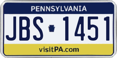 PA license plate JBS1451