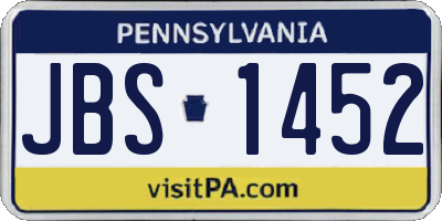 PA license plate JBS1452