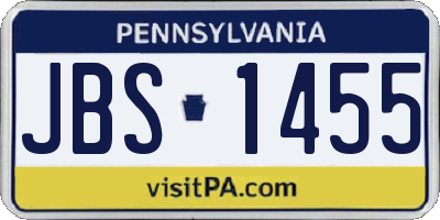 PA license plate JBS1455