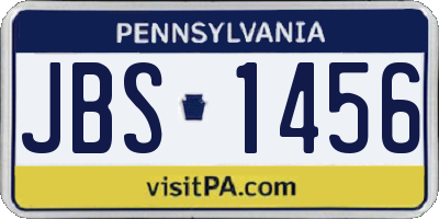 PA license plate JBS1456