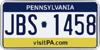 PA license plate JBS1458
