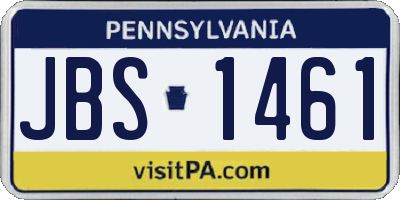 PA license plate JBS1461