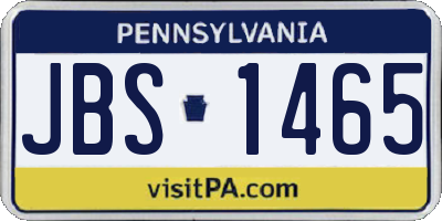 PA license plate JBS1465