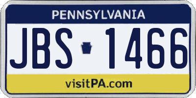 PA license plate JBS1466