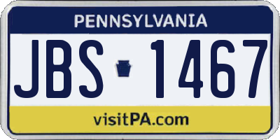 PA license plate JBS1467