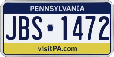PA license plate JBS1472