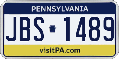 PA license plate JBS1489