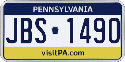 PA license plate JBS1490