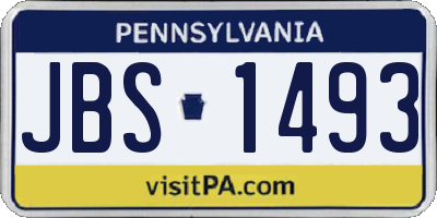 PA license plate JBS1493