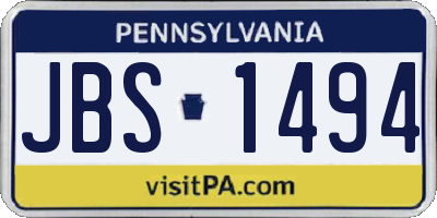 PA license plate JBS1494
