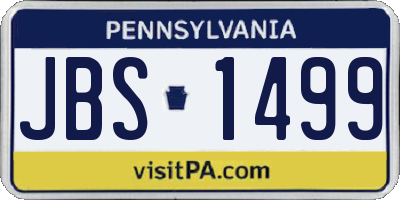 PA license plate JBS1499