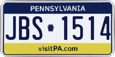 PA license plate JBS1514