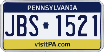 PA license plate JBS1521